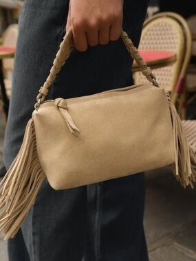 Zara Split Suede Mini Fringed Crossbody Bag